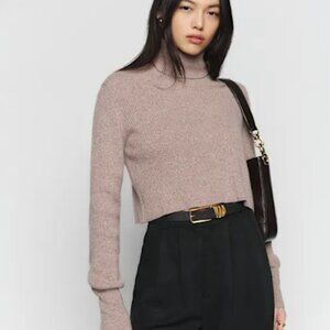 Reformation Luisa Cropped Cashmere Sweater Cedar - Size XS